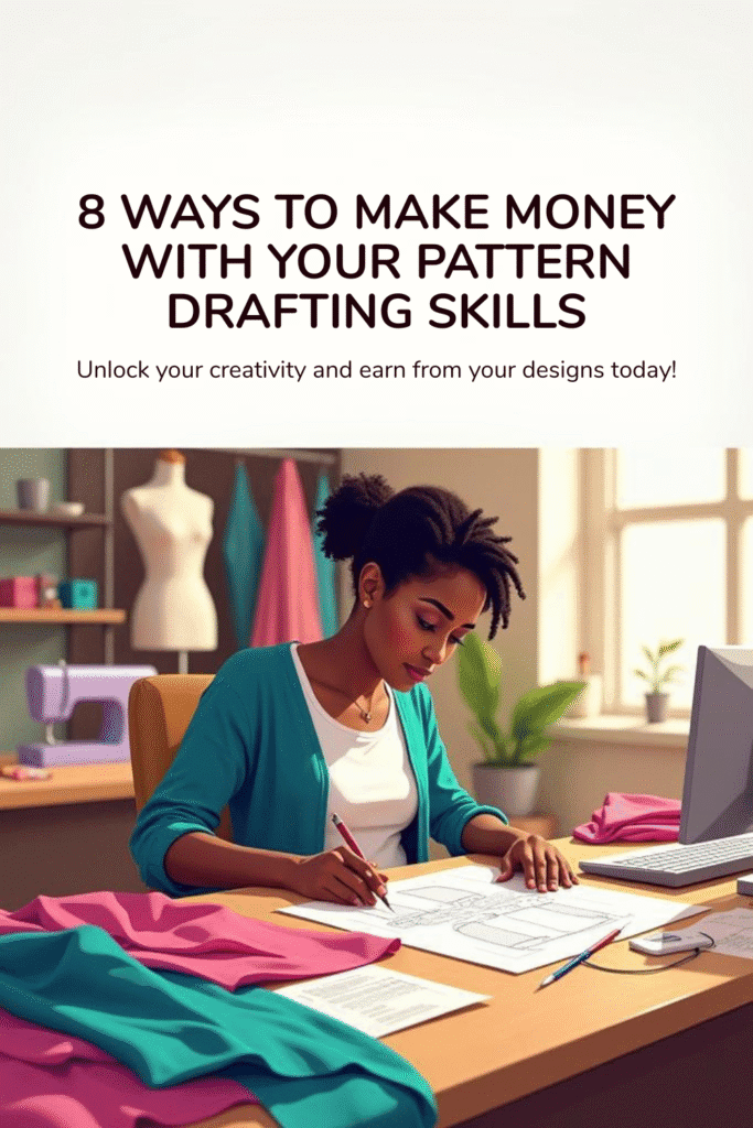 Pinterest Pin - 8 WAYS TO MAKE MONEY WITH YOUR PATTERN DRAFTING SKILLS