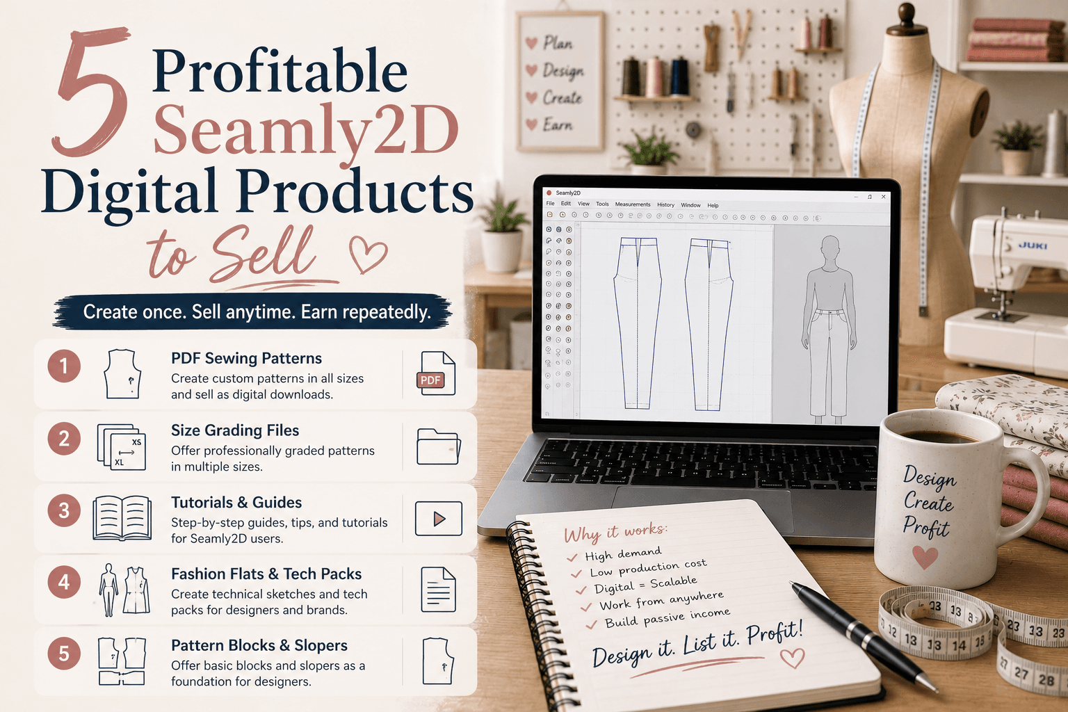 You are currently viewing 5 Profitable Seamly2D Digital Products to Sell