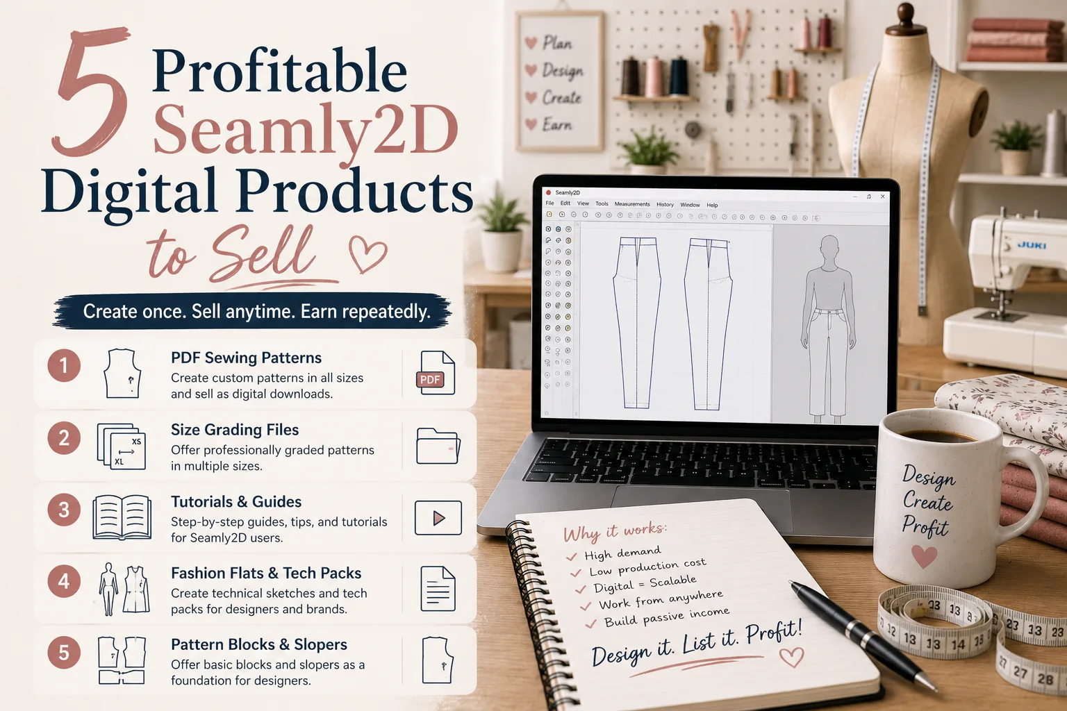 You are currently viewing 5 Profitable Seamly2D Digital Products to Sell
